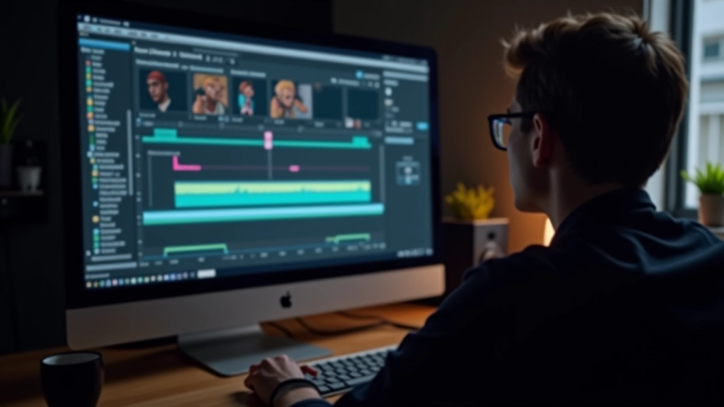 Persona che guarda uno schermo con software di animazione, timeline visibile con fotogrammi distribuiti in modo vario