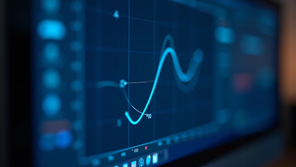 Grafico di una curva di Bezier con punti di controllo su sfondo scuro di un software di animazione